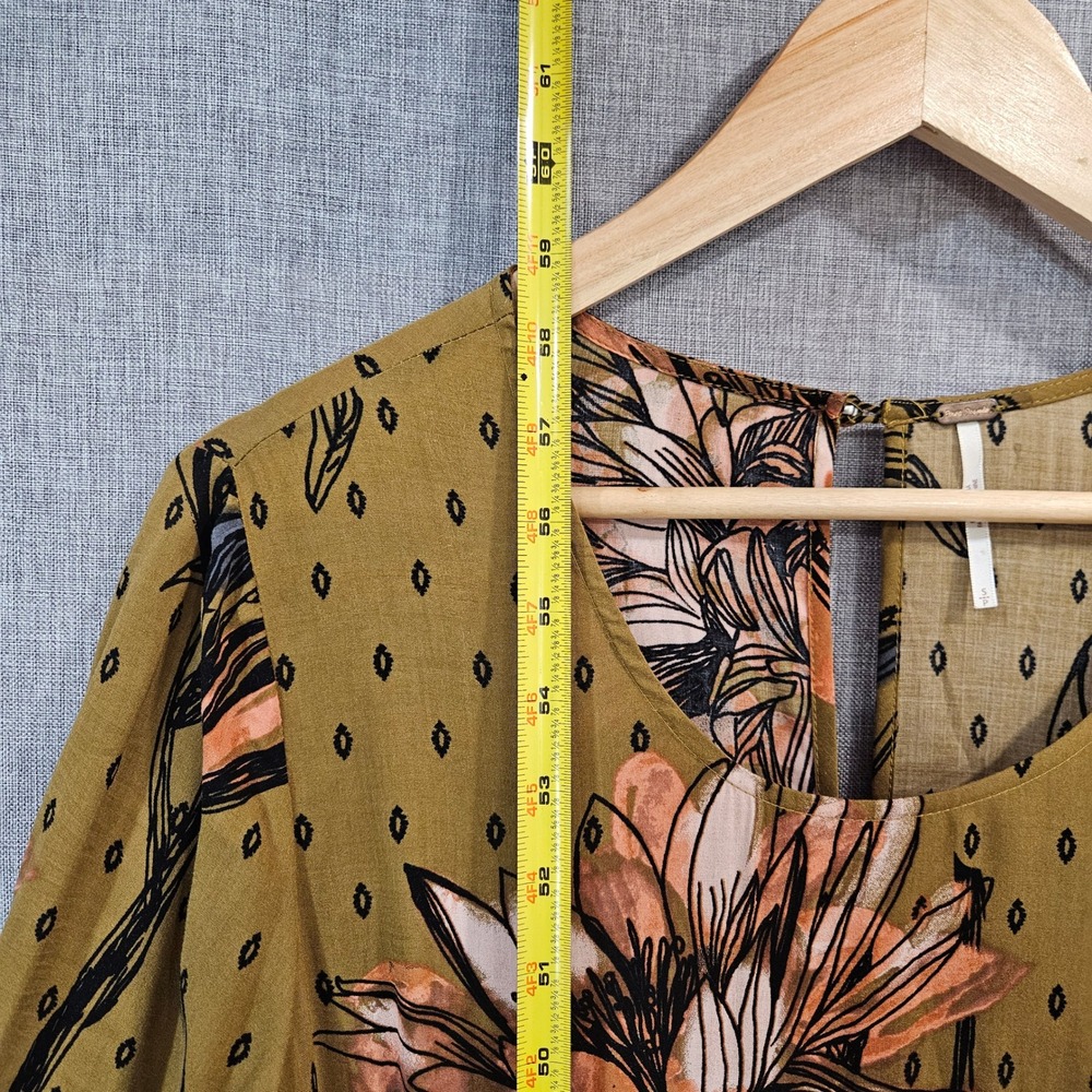 Free People First Kiss Floral Maxi Dress Small Long Sleeve Boho Goldenrod Multi - Picture 14 of 16